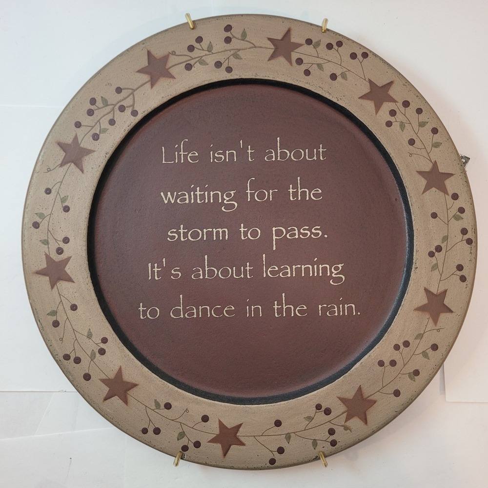 The Hearthside Collection Decorative Plate Barbara Lloyd Primitive Storm Quote